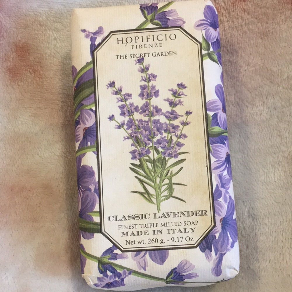 Hopificio Firenze The Secret Garden Scented Lavender Botanical Soap Bar NWT 9.17